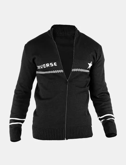 ژاکت بافت مردانه زیپ دار یقه ایستاده Converse مدل 30993