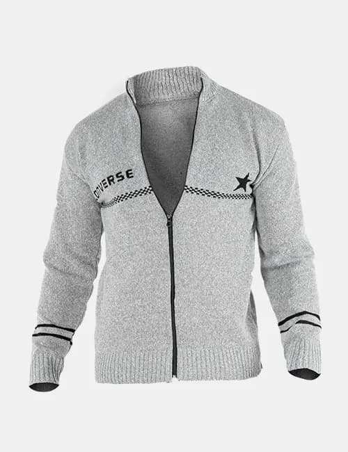 ژاکت بافت مردانه زیپ دار یقه ایستاده Converse مدل 30992