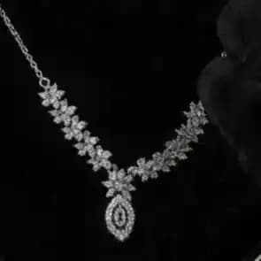نیم ست زنانه گردنبند و گوشواره جواهری نگین کاری طرح آویز جواهری ضد حساسیت رنگ ثابت کد amp — تصویر ۷
