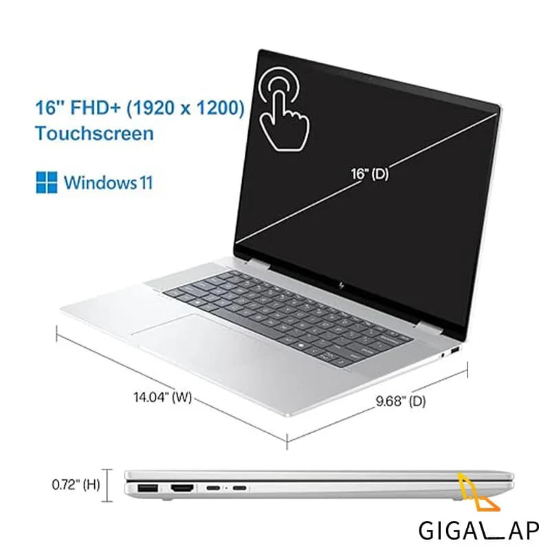 لپ تاپ HP Envy 16 X360 مدل ULTRA5 125U 16GB 1TB SSD INTEL+NPU 16.1 FHD TOUCH X360 — تصویر ۳