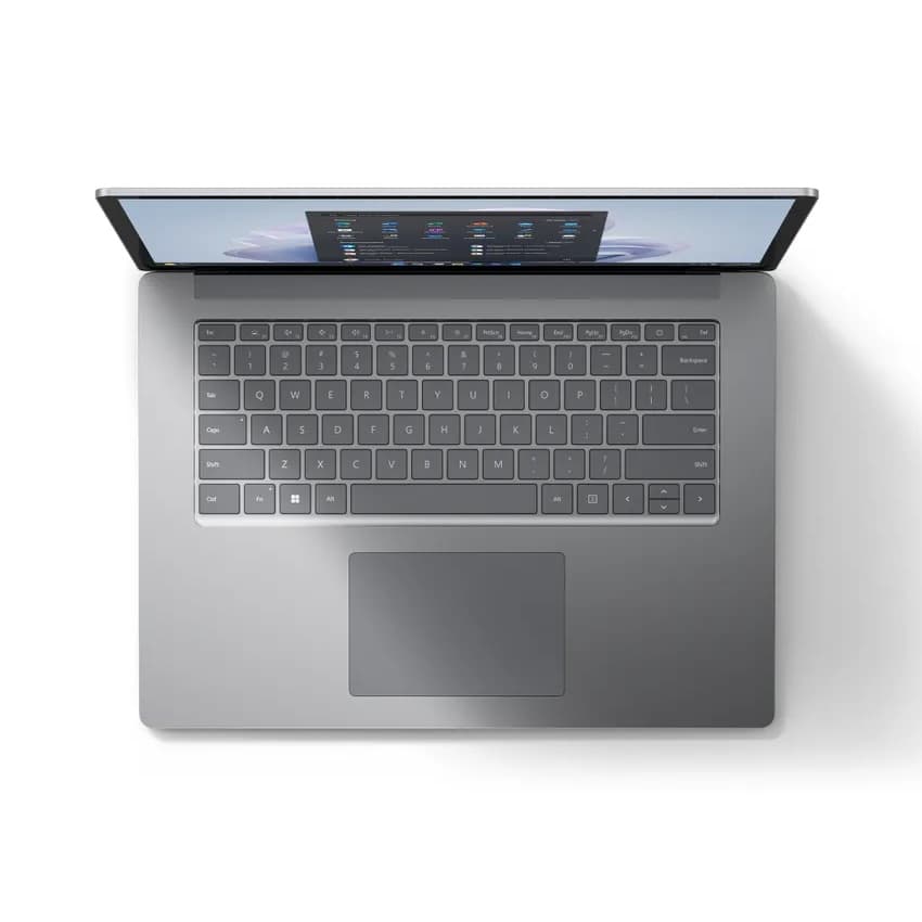 لپ‌تاپ مایکروسافت مدل Surface Laptop 5 با پردازنده Core i7-1255U، رم LPDDR5X 8GB، حافظه SSD با ظرفیت 256GB، نمایشگر لمسی 15 اینچPixselSense با وضوح Full HD، دارای نور پس‌زمینه کیبورد — تصویر ۲