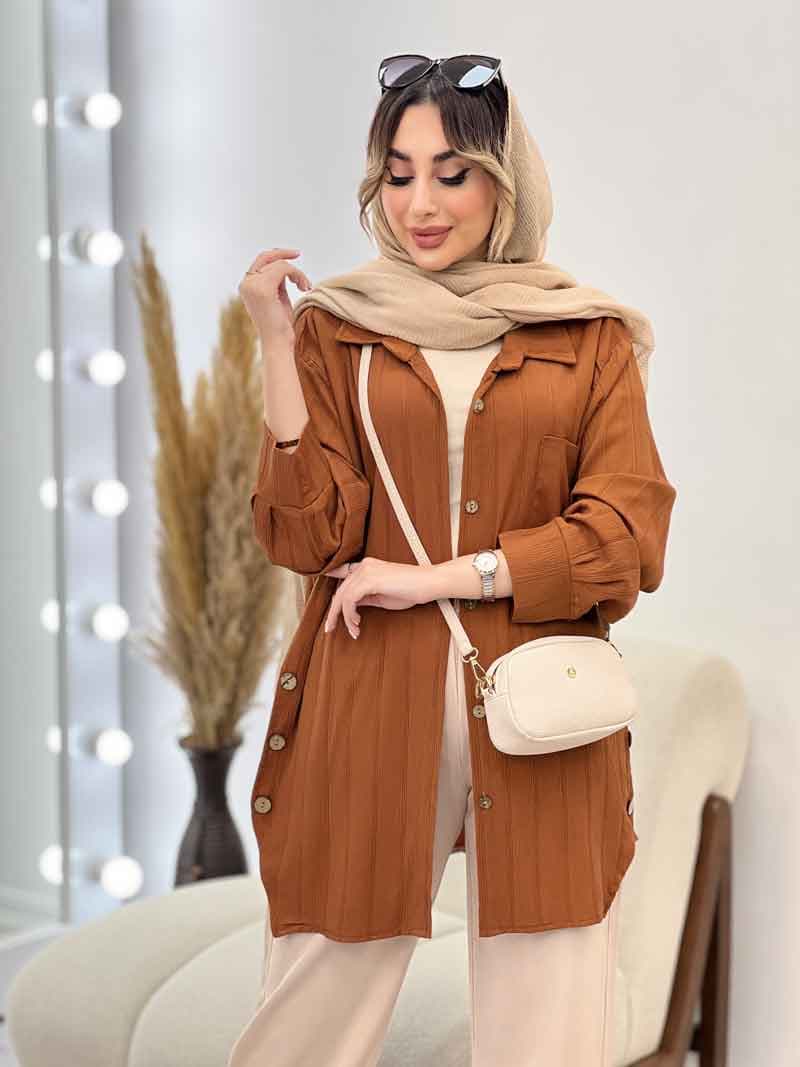 مانتو تک جیب بغل سه دکمه کد 4953 — تصویر ۲