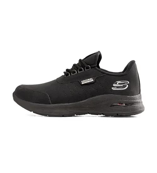 کفش روزمره مردانه Skechers چرم مصنوعی بنددار مشکی مدل 49476