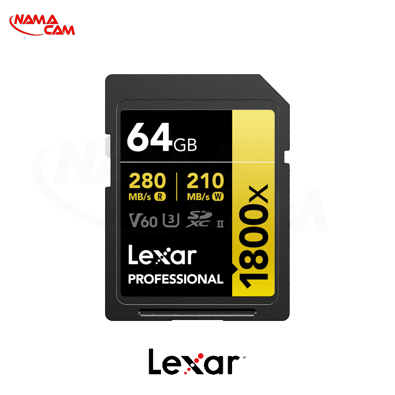 کارت حافظه 64 گیگابایتی لکسار سری طلایی Lexar 64GB – 1800x UHS-II GOLD