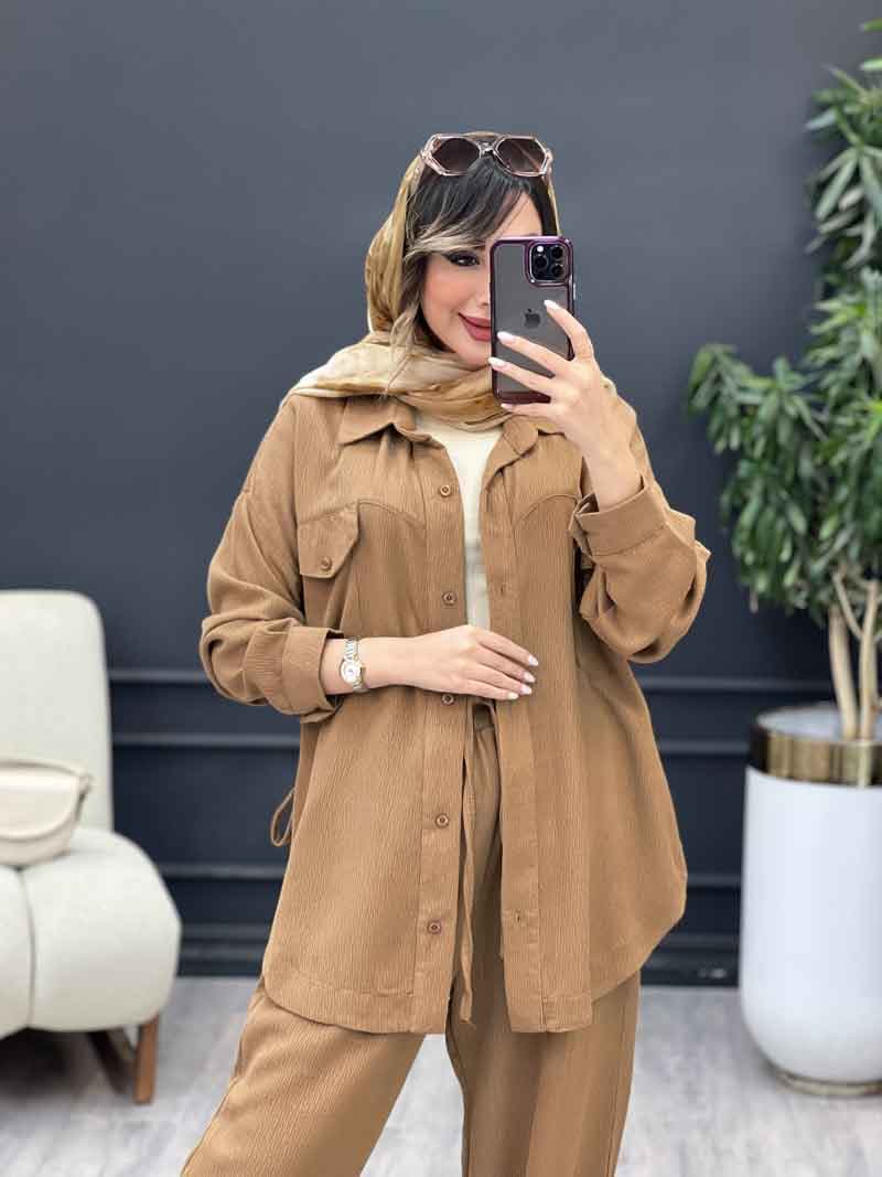 ست مانتو و شلوار دو جیب پایین بند کد 4895 — تصویر ۷