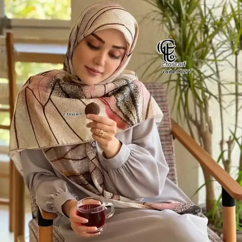 روسری نخ کاستوم طرح نگار قواره 140 دور چرخ دوز مزونی پرز نمیدهد — تصویر ۷