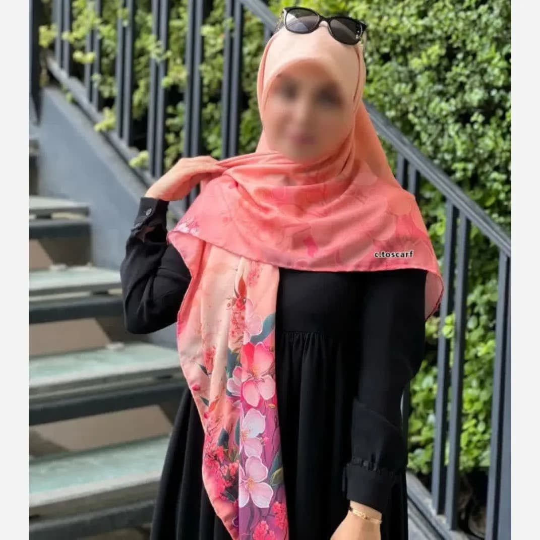 روسری نخ کاستوم طرح گوهر طیفی گلبهی بانوان — تصویر ۵