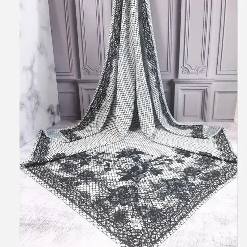 روسری نخی کاستوم طرح گیپور سایز 140 در 140 — تصویر ۸