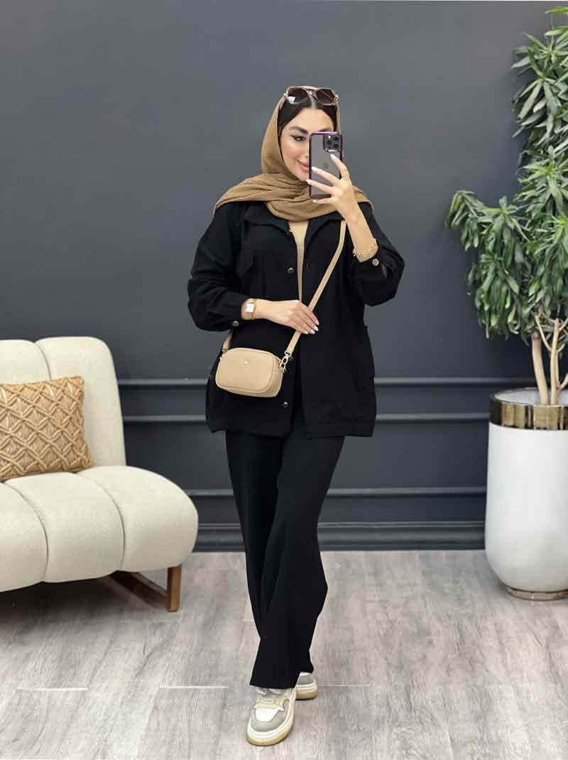 ست مانتو و شلوار چهار جیب کد 3029 — تصویر ۳