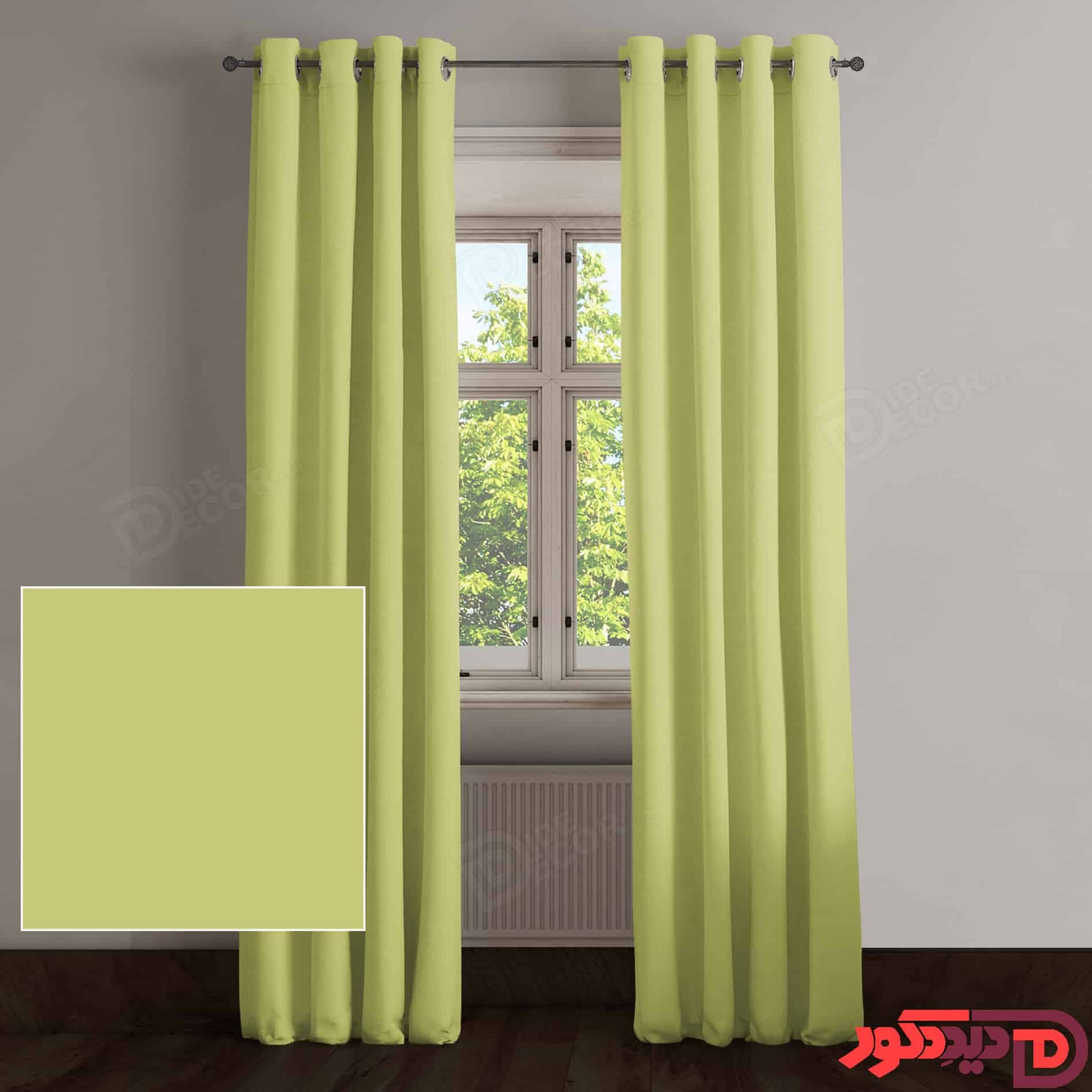 پرده پانچ کتان سبز کد 263256