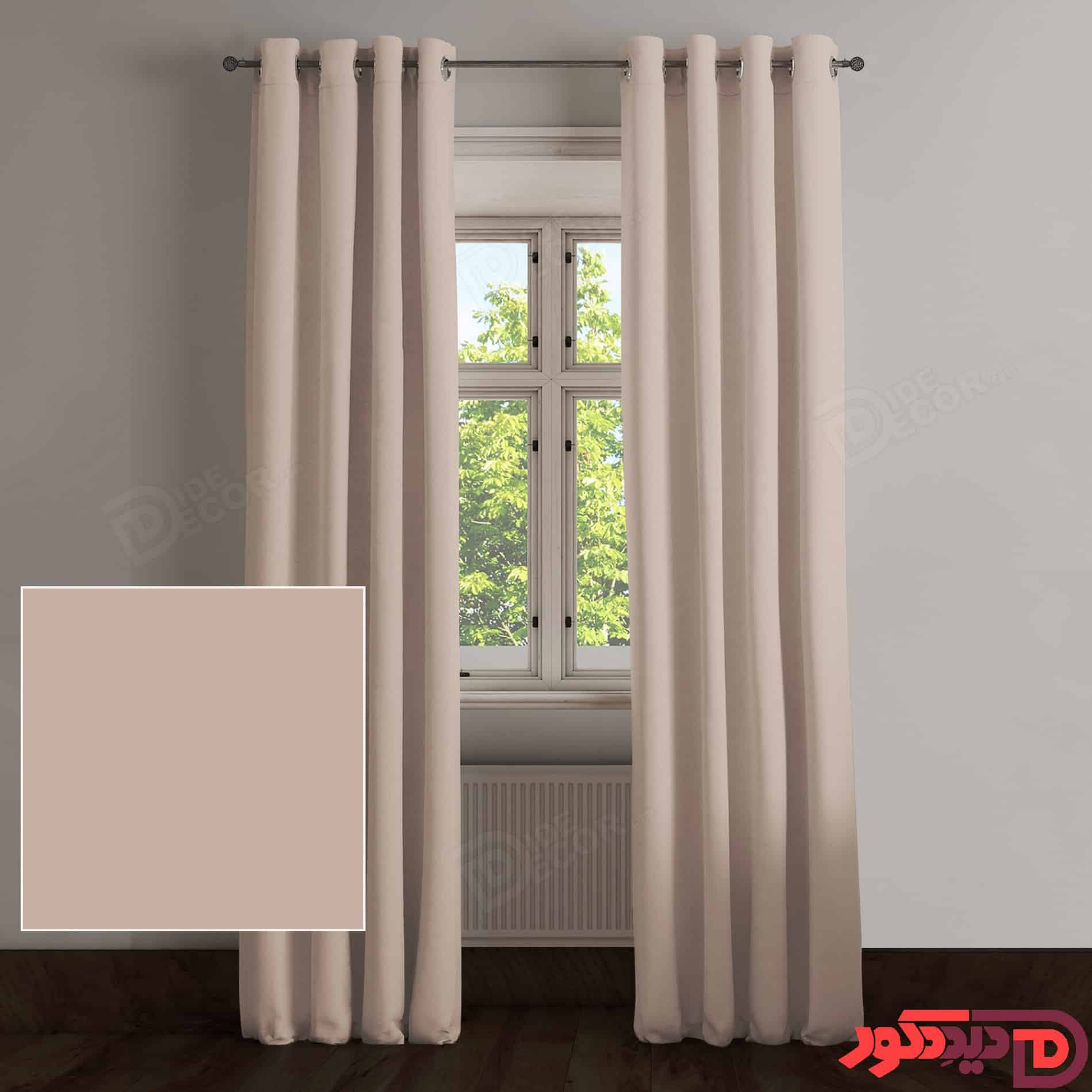 پرده پانچ کتان کرم تیره کد 65032