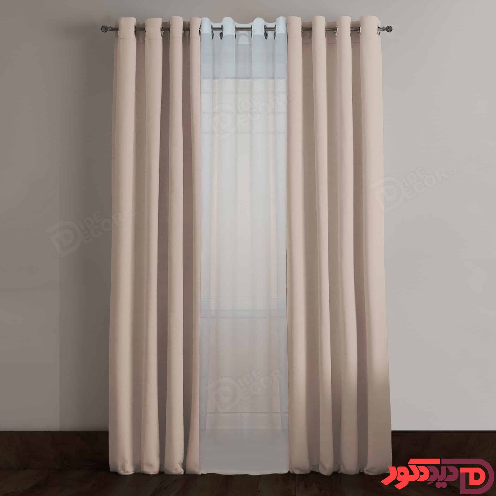 پرده پانچ کتان کرم تیره کد 65032 — تصویر ۲