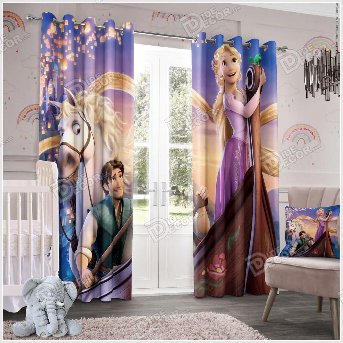 پرده پانچ مخمل چاپی کودک کد PKP-10