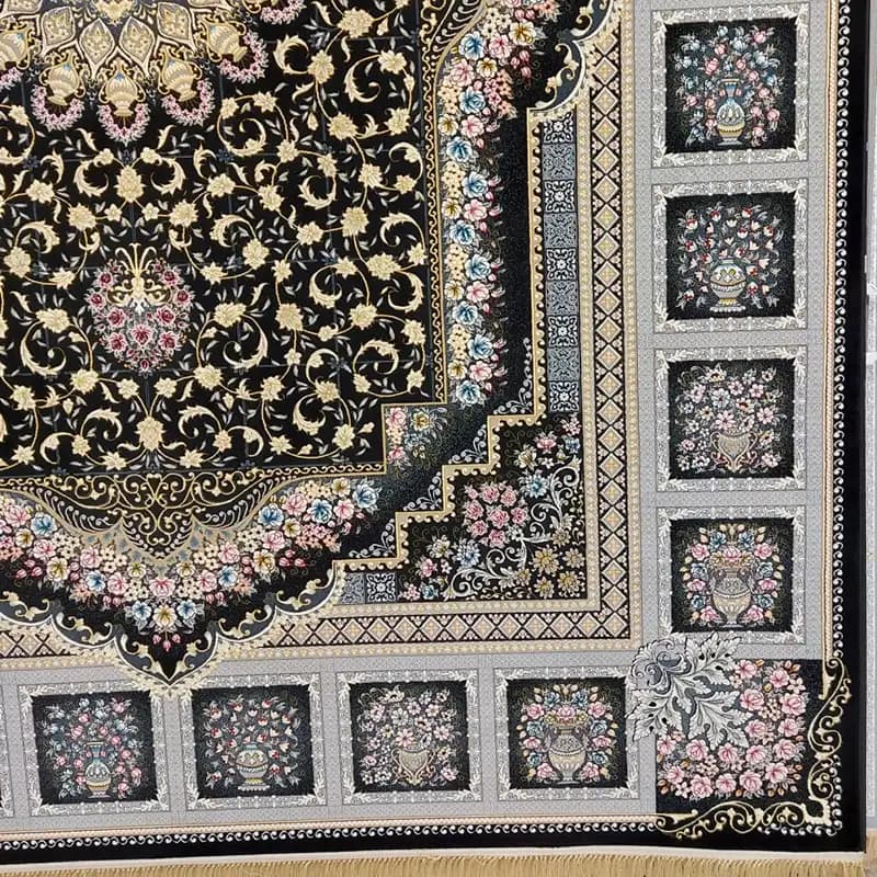 فرش هفتصد شانه سرمه ای طرح خاطره — تصویر ۲