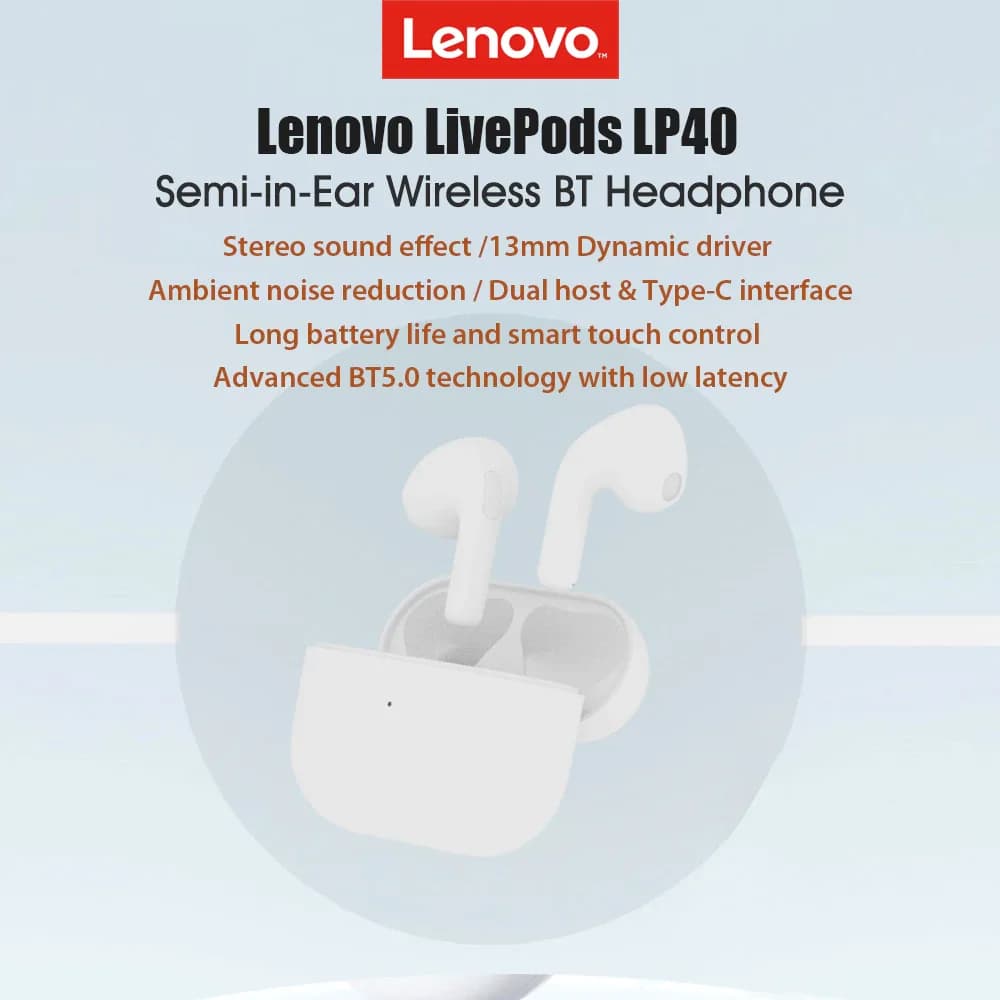 ایرباد بلوتوث لنوو Lenovo LP40 TWS Earphones — تصویر ۸