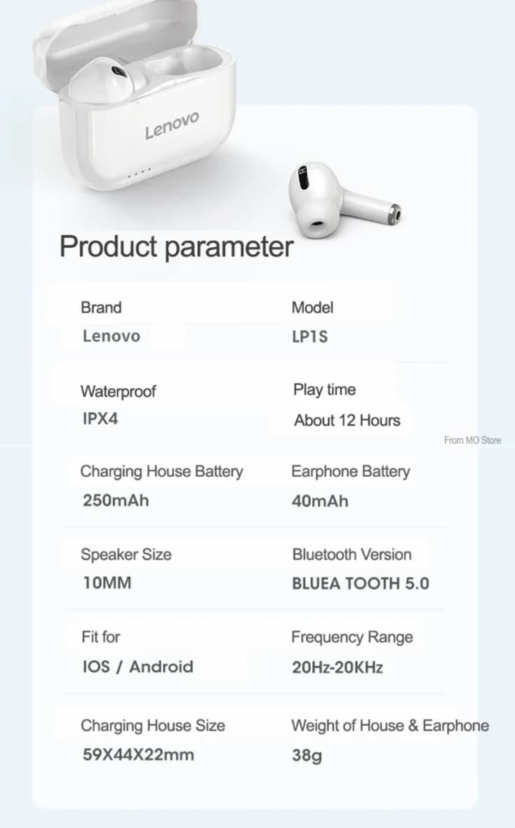 ایرباد بلوتوث لنوو Lenovo LP1S TWS Earphones — تصویر ۶