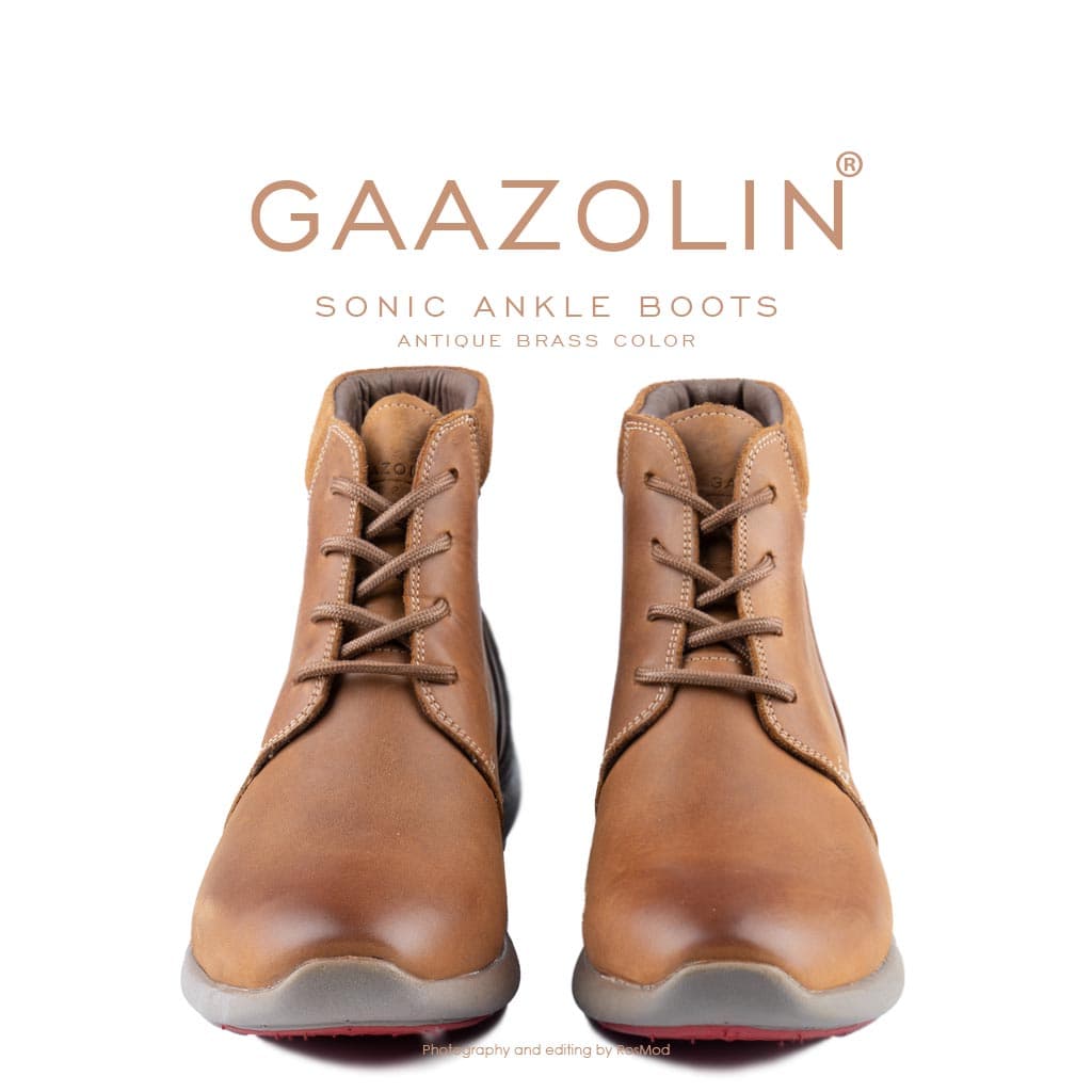 نیم بوت سونیک گازولین عسلی – GAAZOLIN Sonic Ankle Boots Antique Brass — تصویر ۴