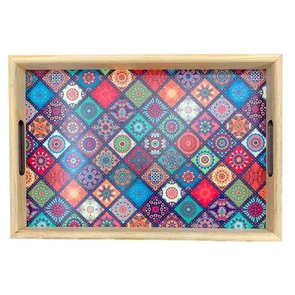 سینی چوبی مستطیل طرح دار کد 817