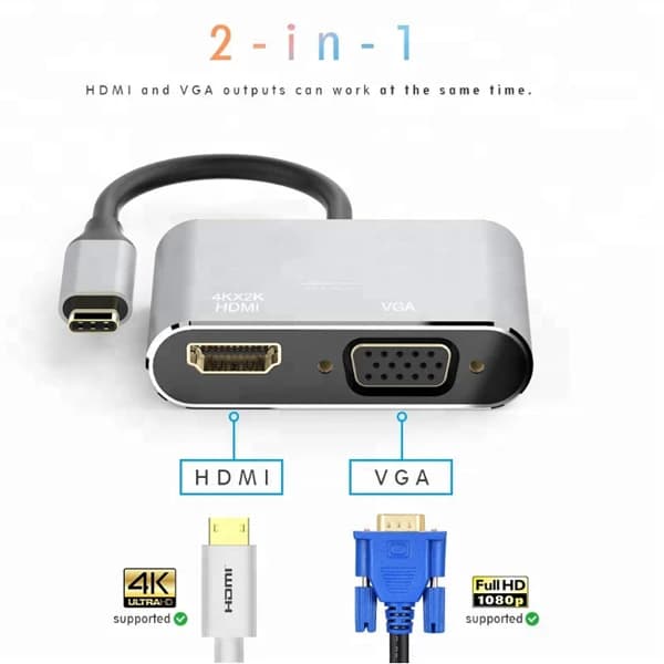 مبدل TYPE C TO HDMI/VGA مدل DGK-2IN1 — تصویر ۳