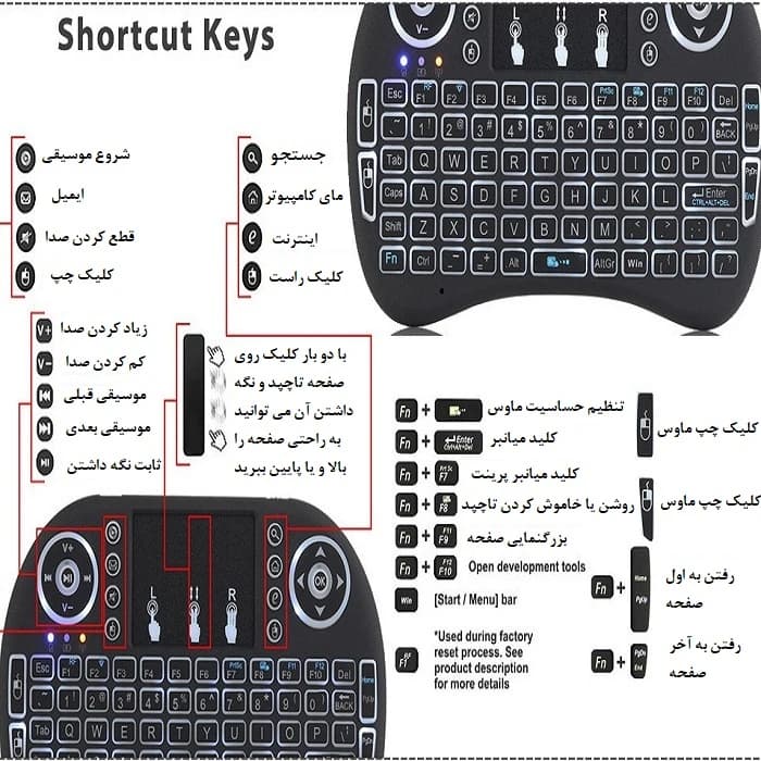 مینی کیبورد بی سیم مدل i8 MINI KEYBOARD بک لایت — تصویر ۴