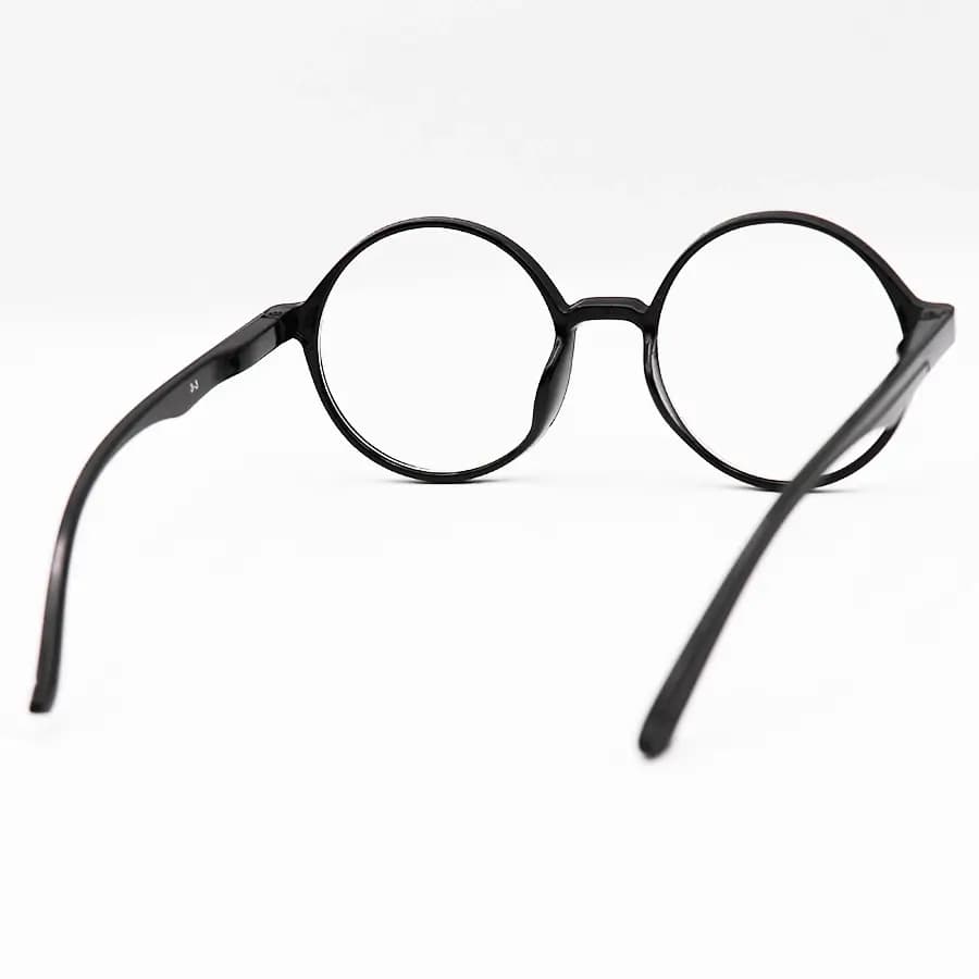 عینک مطالعه نزدیک بین نمره +1.25 با فریم گرد (به همراه قاب و دستمال)، مشکی رنگ و دسته فنردار مدل G33 — تصویر ۳