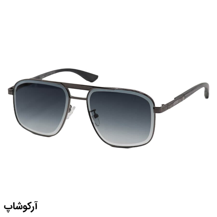عینک آفتابی Cartier با فریم شکل هندسی، رنگ نوک مدادی، دسته چوبی و لنز دودی سایه روشن مدل 2524