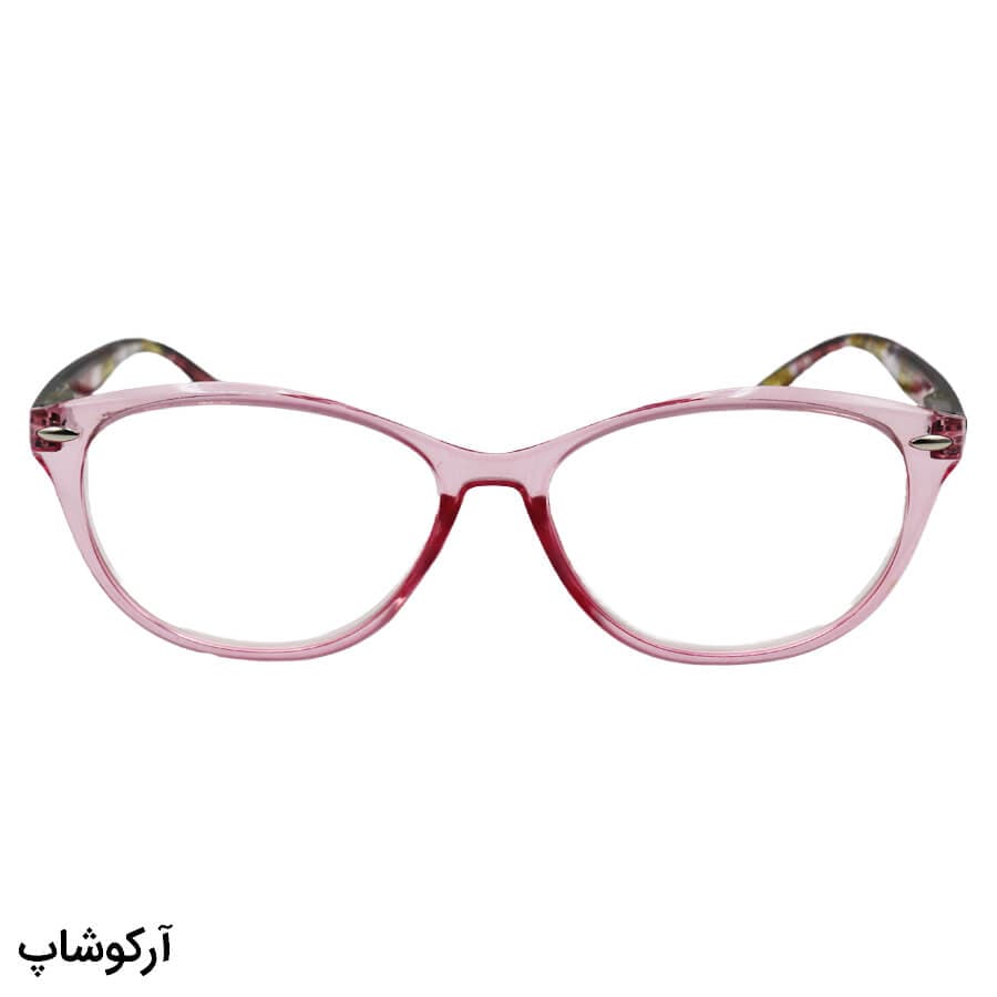 عینک مطالعه نمره +2.75 نزدیک بین با فریم صورتی، (به همراه قاب و دستمال)، مدل 3209 — تصویر ۲
