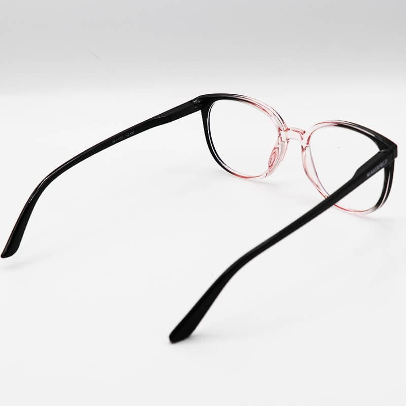 عینک مطالعه پروگرسیو با نمره +0.50 و +1.50 نزدیک بین با فریم ویفرر و رنگ مشکی و صورتی مدل H101 — تصویر ۵