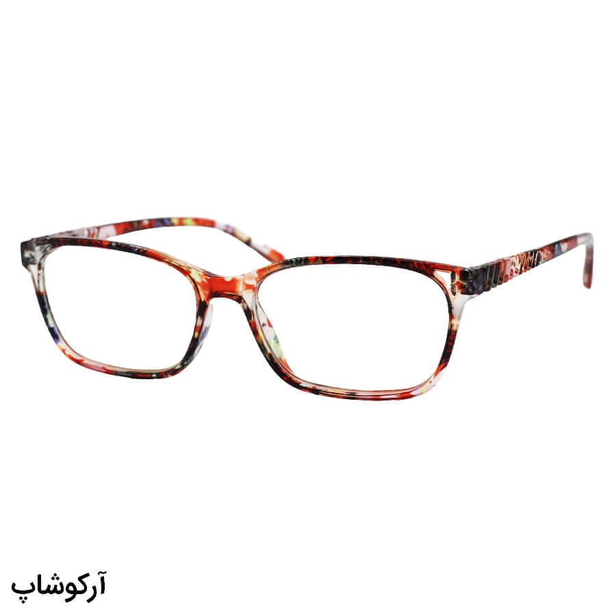 عینک مطالعه نمره +3.00 نزدیک بین با فریم چند رنگ (روشن) و مستطیلی شکل مدل T5616