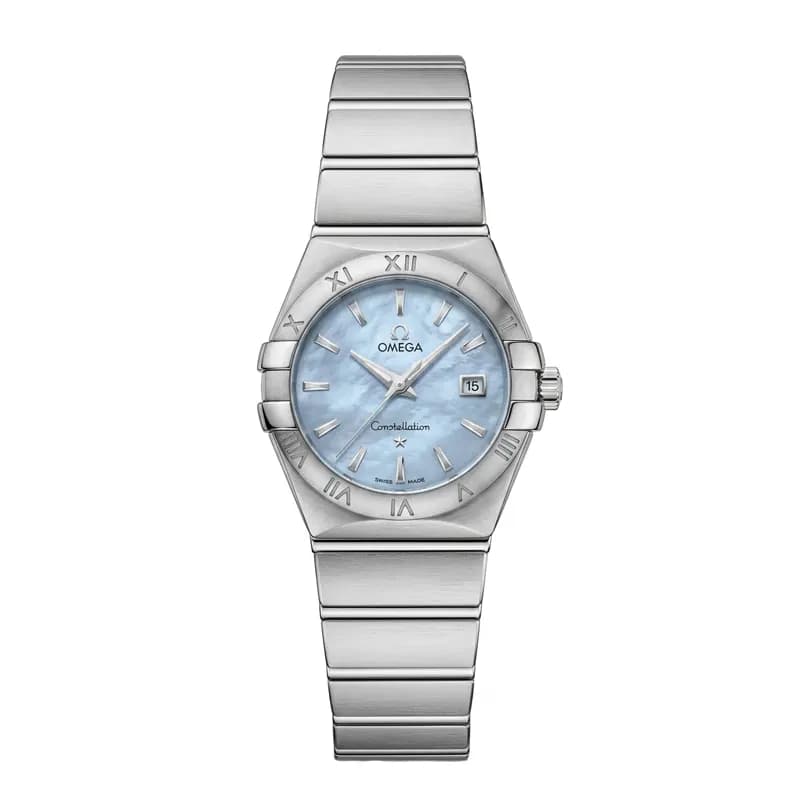 ساعت مچی زنانه امگا کانسلیشن مدل ایندکس نقره ای تیفانی (Omega Constellation)