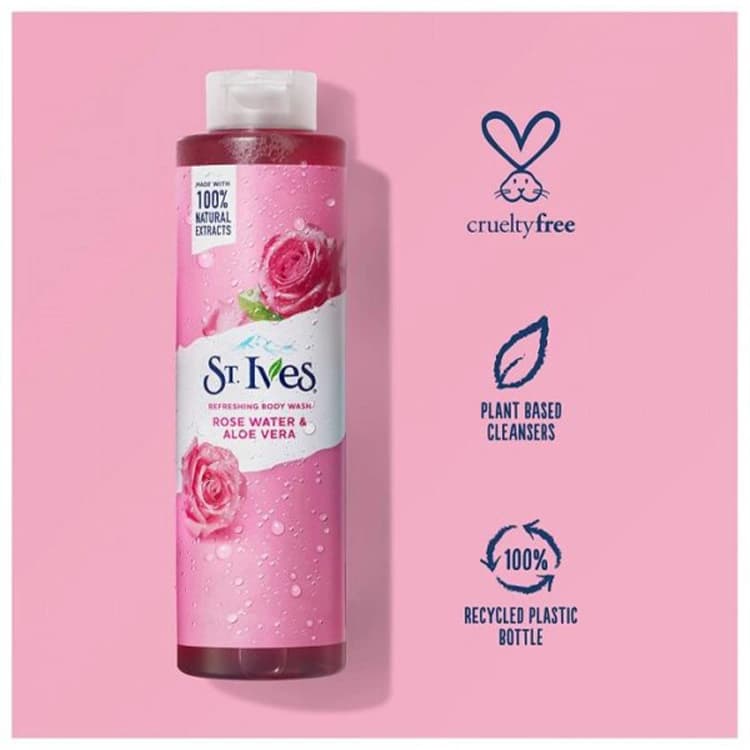 شامپو بدن St Ives مدل Rose Water and Aloe Vera حجم 650 میلی لیتر — تصویر ۲
