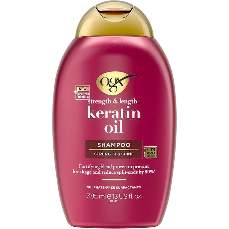 شامپو ogx مدل Anti Breakage Keratin Oil حجم 385 میلی لیتر — تصویر ۲