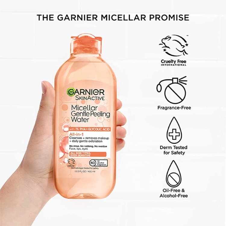 میسلار واتر Garnier مدل Gentle Peeling حجم 400 میلی لیتر — تصویر ۴