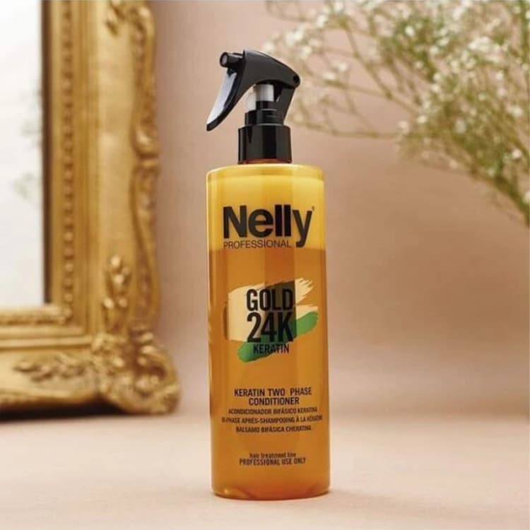 اسپری مو Nelly مدل Gold 24K Keratin 2 Phase حجم 400 میلی لیتر — تصویر ۵
