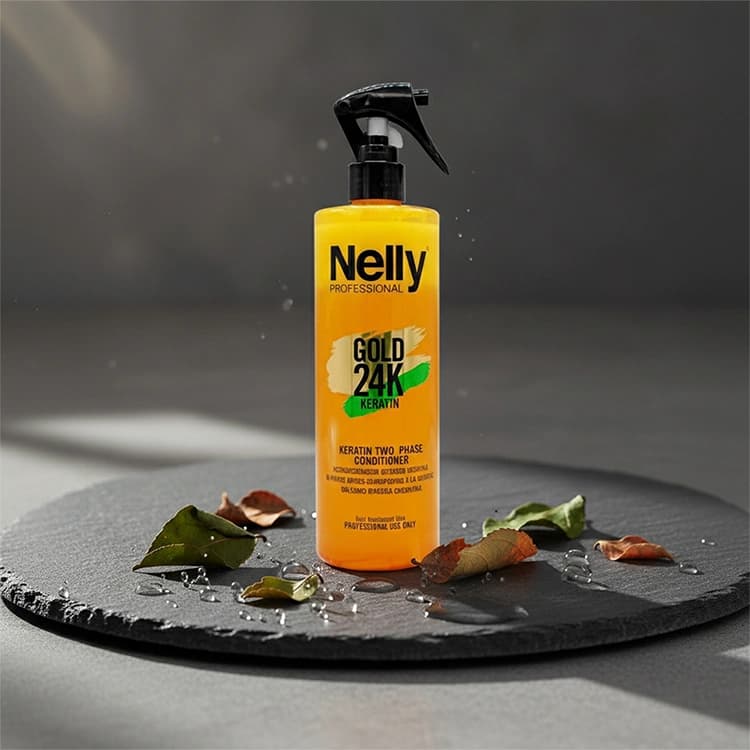 اسپری مو Nelly مدل Gold 24K Keratin 2 Phase حجم 400 میلی لیتر — تصویر ۲