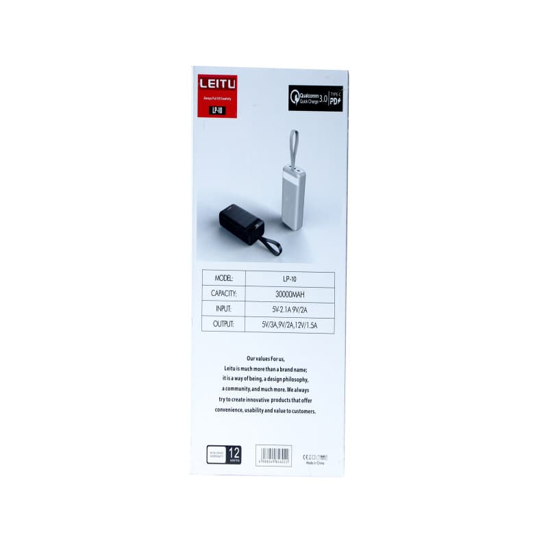 شارژر همراه لیتو مدل LP-10 ظرفیت 30000 میلی آمپر ساعت — تصویر ۳
