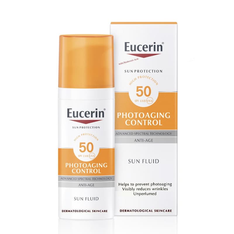 فلوئید ضد آفتاب و ضد چروک SPF50 اوسرین اصل | Eucerin Sun Face Anti-Age Fluid SPF50 50ml