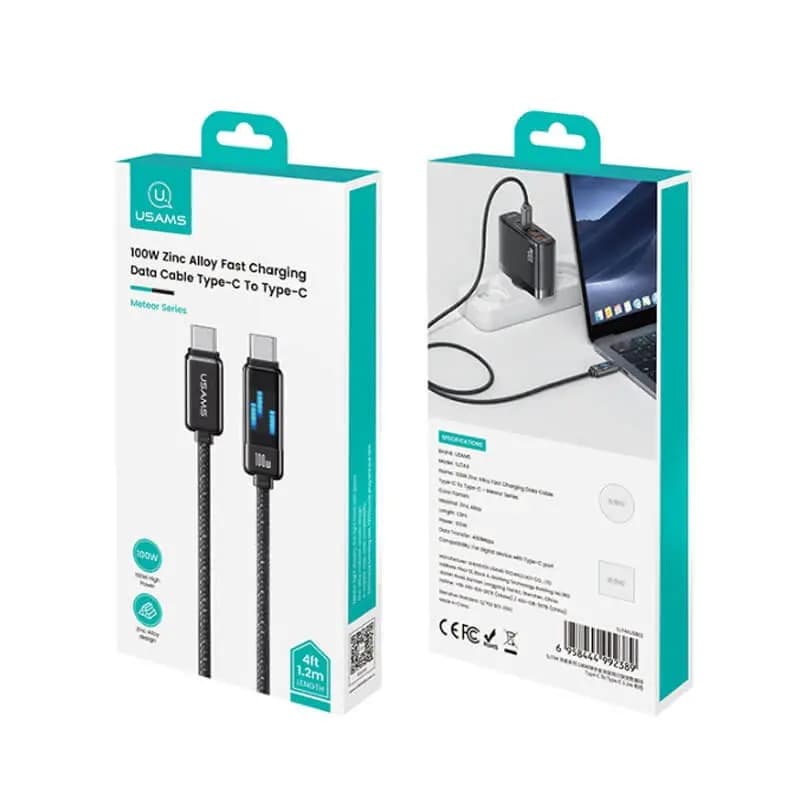 کابل شارژ USB-C to USB-C یوسمز مدل US-SJ744 با طول 1.2 متر توان 100 وات — تصویر ۴