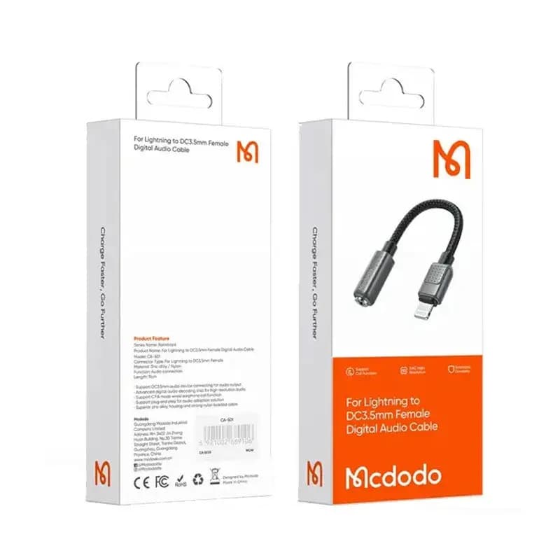 تبدیل مک دودو مدل McDodo CA-5010 Lightning to AUX (Jack DC3.5mm) — تصویر ۳
