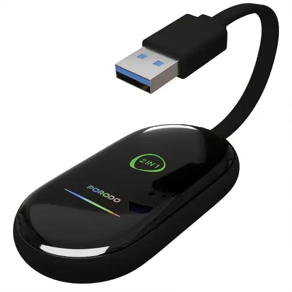 آداپتور بیسیم کارپلی پرودو مدل Porodo Play-X Wireless Carplay Adapter with Wi-Fi and Bluetooth Connectivity