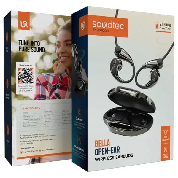 هندزفری بلوتوثی القایی پرودو مدل Porodo Soundtec Bella Open-Ear Wireless Earbuds — تصویر ۶