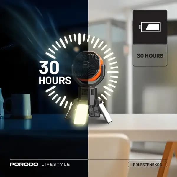 پنکه خورشیدی فضای باز پرودو مدل Porodo Lifestyle Suncharge Outdoor Solar Fan — تصویر ۴