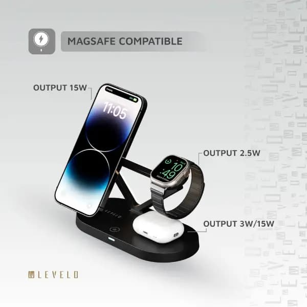 شارژ بی‌سیم ۵ در ۱ لولو مدل Levelo Premio 5 In 1 Wireless Charging Pad — تصویر ۴
