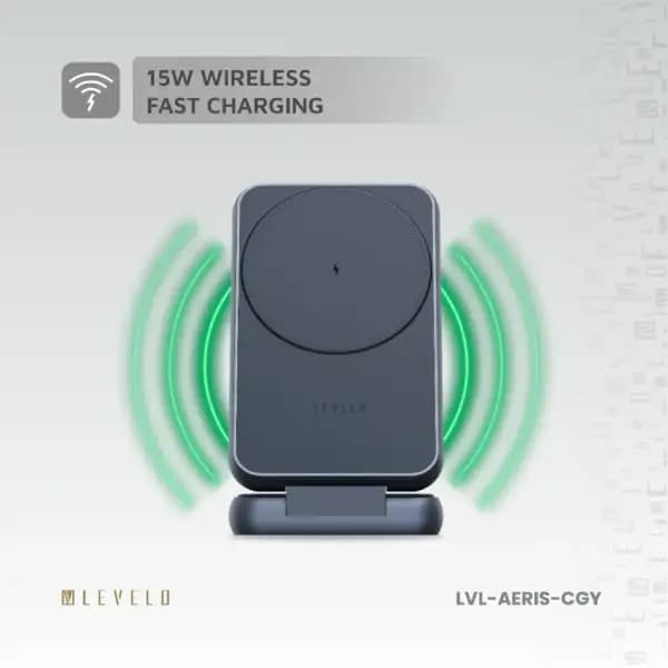 شارژر بیسیم تاشو ۳ در ۱ لولو مدل Levelo Aeris 3-In-1 Foldable Wireless Charger — تصویر ۴