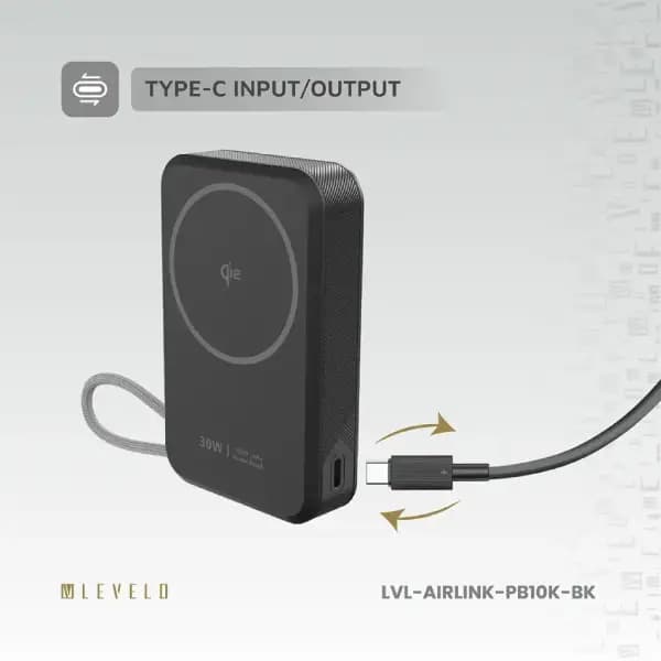 پاوربانک 10000 هزار مگ سیف لولو مدل Levelo AirLink 10000mAh MagSafe Power Bank — تصویر ۳