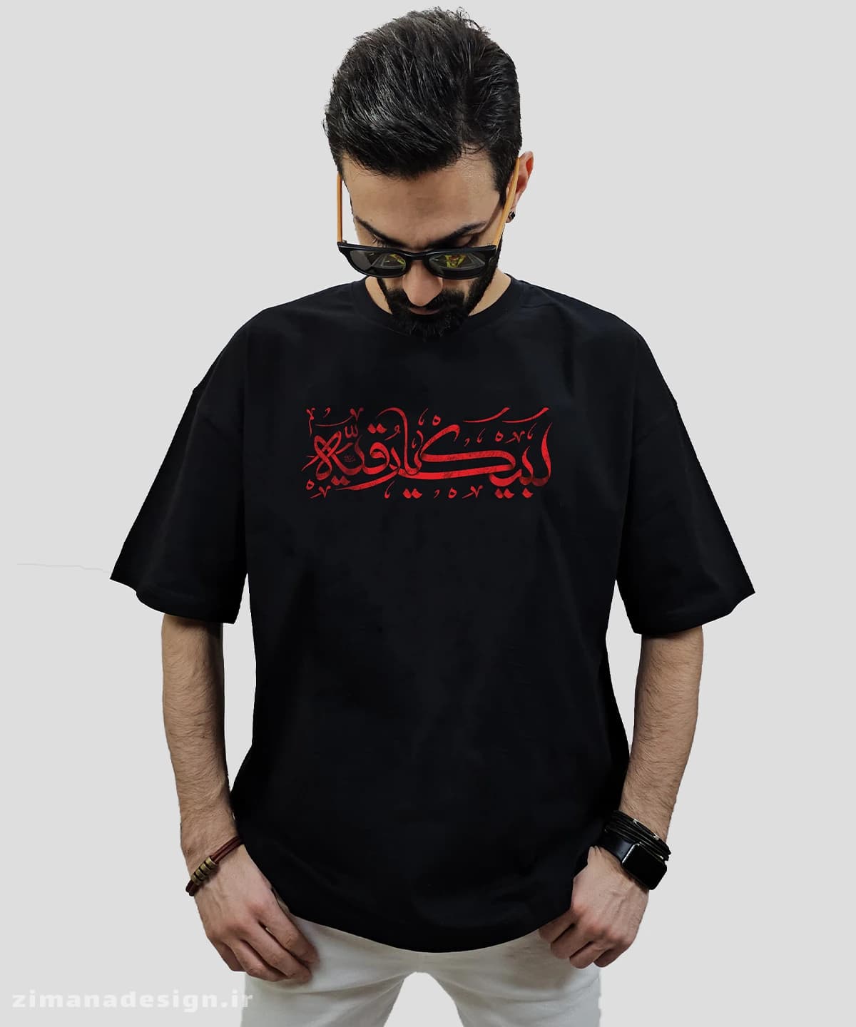 تیشرت لش مردانه و زنانه مذهبی طرح لبیک یا رقیه کد 769