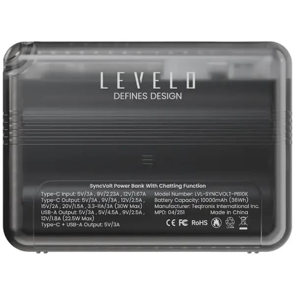 پاوربانک 10000 هزار لولو مدل Levelo Syncvolt 10000mAh Chatting Power Bank — تصویر ۶