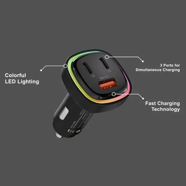 شارژر فندکی 66 وات خودرو مدل Levelo Statique 66W Car Charger — تصویر ۴