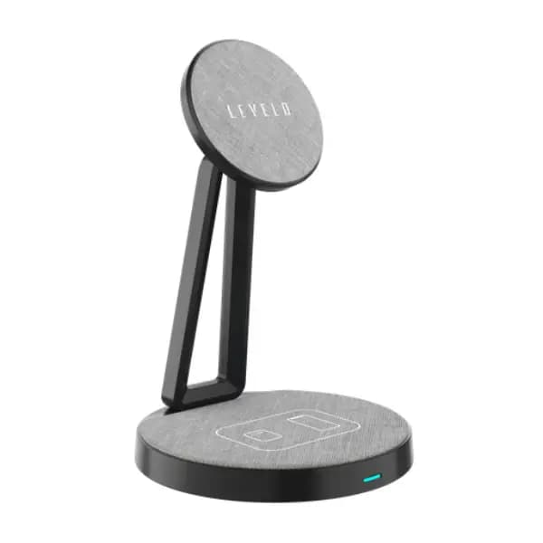 پایه شارژ بی‌سیم مغناطیسی دو کاره لولو مدل Levelo Dualflow 2 In 1 Magnetic Wireless Charging Stand