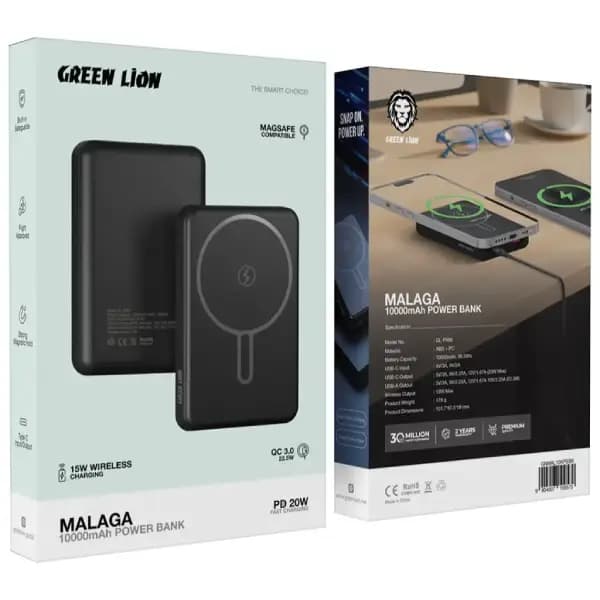 پاوربانک 10000 هزار گرین لاین مدل Green Lion Malaga Power Bank — تصویر ۳